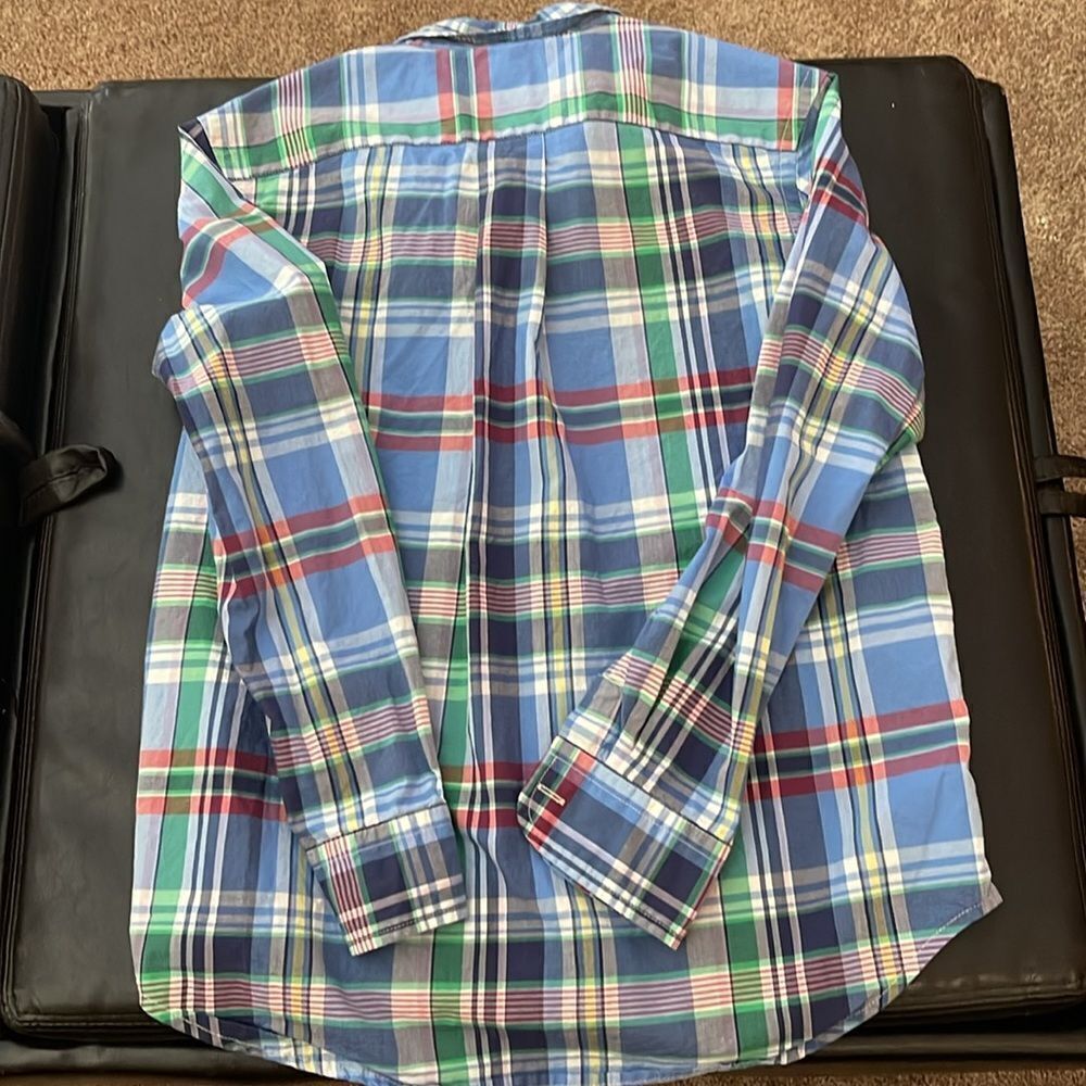 Ralph Lauren Plaid blue green button down Long Sleeve Shirt - Picture 5 of 5
